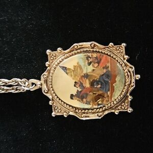 1976 George Washington Crossing The Delaware Pendant & Clasp Chain Vintage